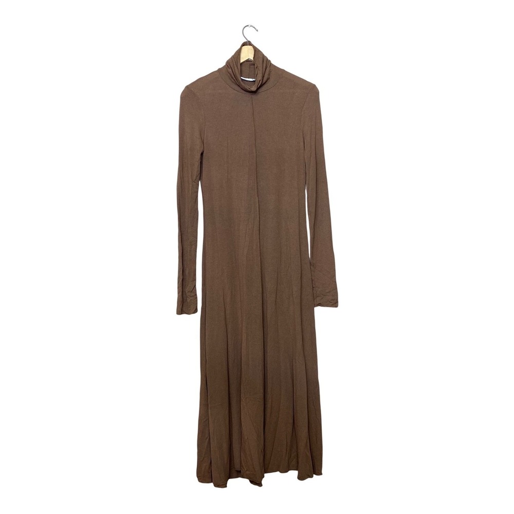 Mango MNG‎ Womens Brown Turtleneck Long Sleeve Knit Maxi Dress Size S M